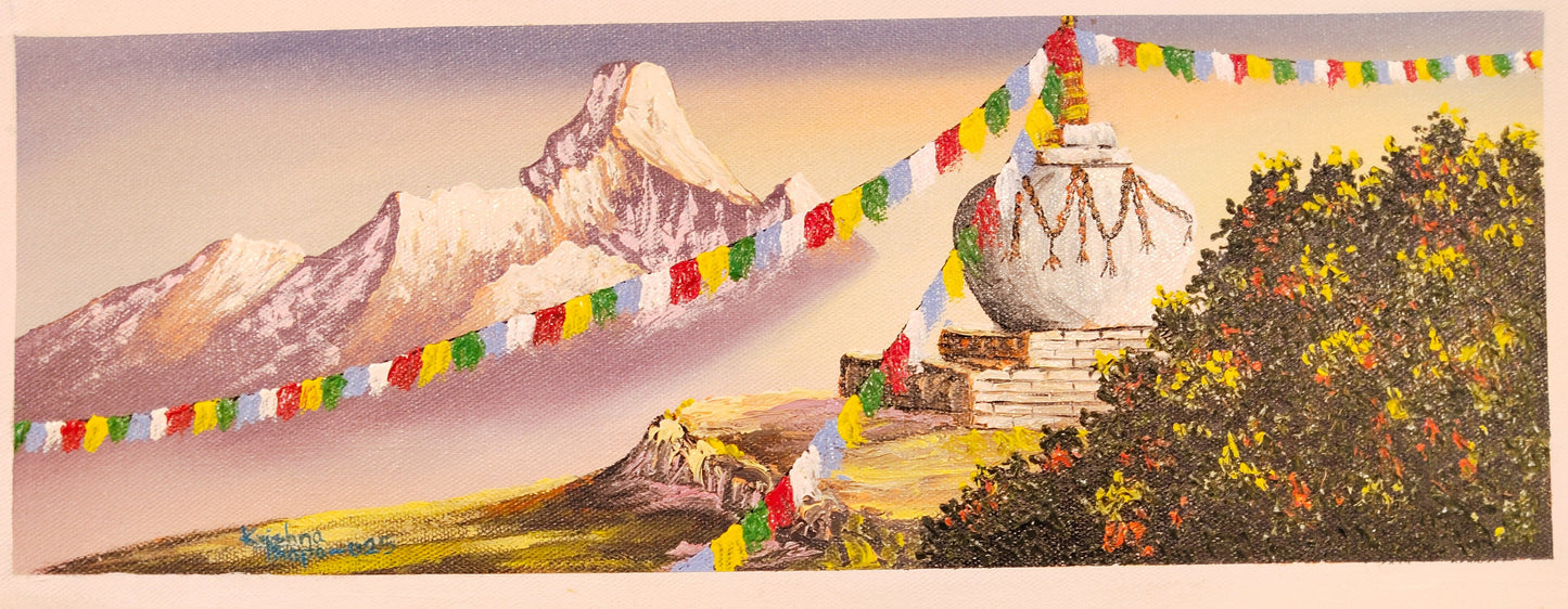 The Beauty of the Himalayas on Canvas – Hand-Painted Art from Nepal. (CAN3)