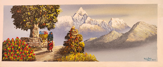 The Beauty of the Himalayas on Canvas – Hand-Painted Art from Nepal.  (CAN4)