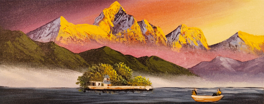 The Beauty of the Himalayas on Canvas – Hand-Painted Art from Nepal.  (CAN18)