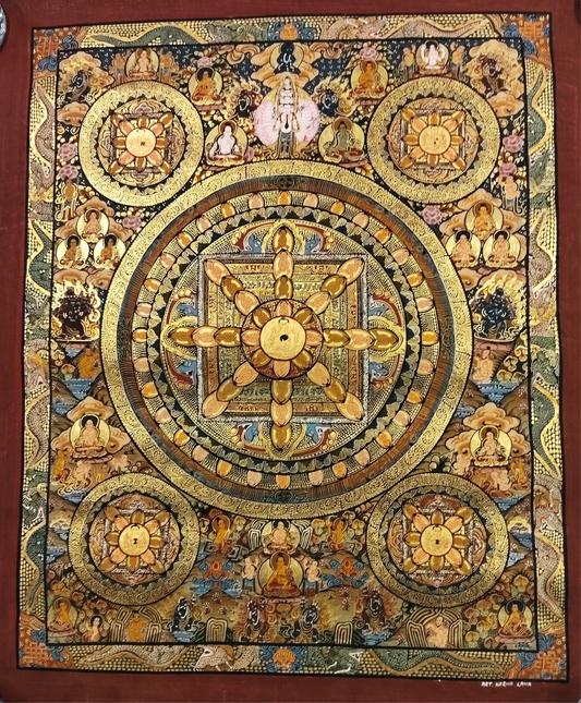 Traditional Mandala- Hand Painted Thangka 42x56. (TA1)