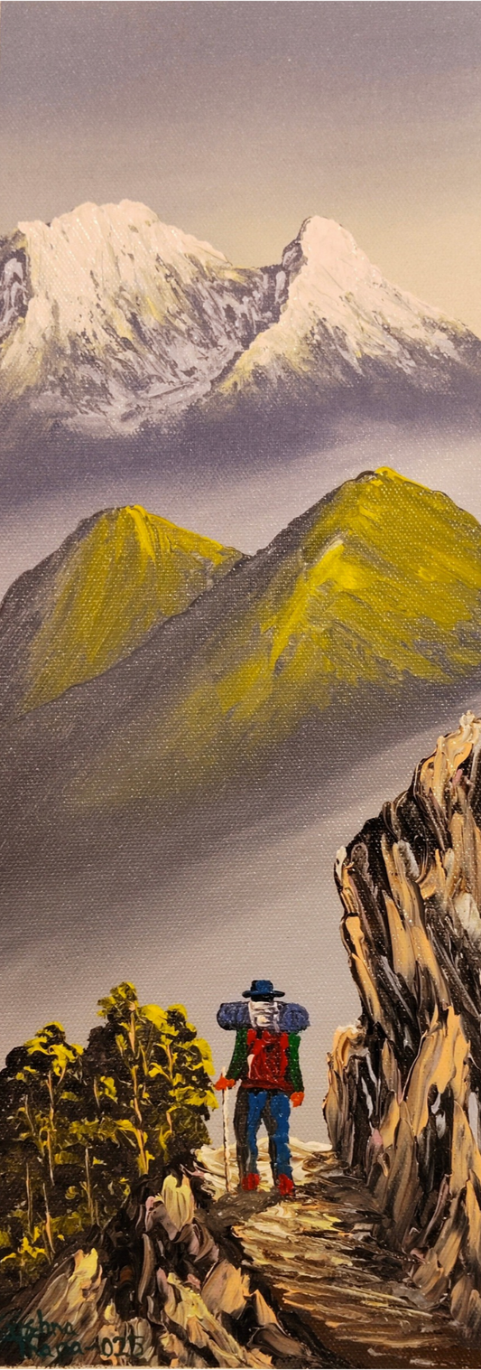 The Beauty of the Himalayas on Canvas – Hand-Painted Art from Nepal.  (CAN17)