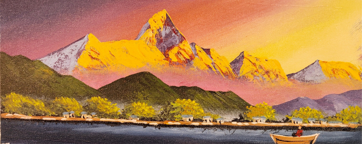 The Beauty of the Himalayas on Canvas – Hand-Painted Art from Nepal (CAN21)
