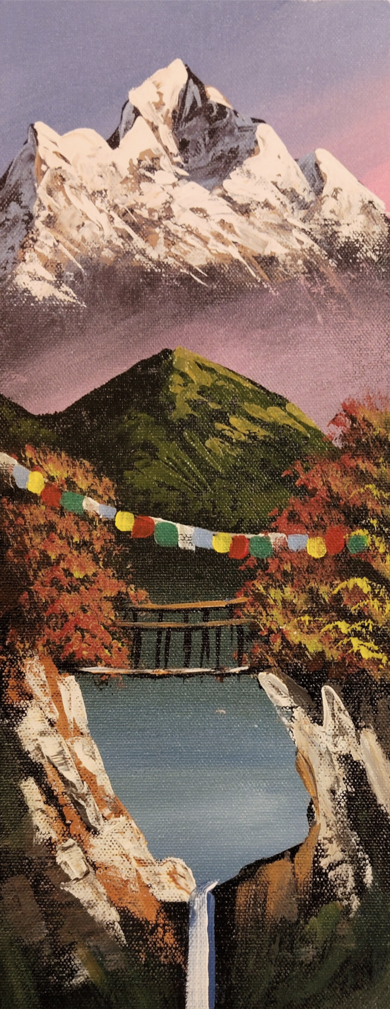 The Beauty of the Himalayas on Canvas – Hand-Painted Art from Nepal.  (CAN22)