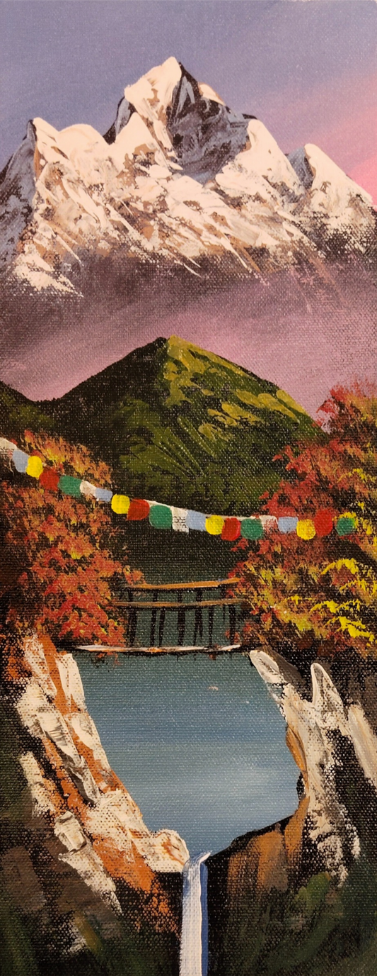 The Beauty of the Himalayas on Canvas – Hand-Painted Art from Nepal.  (CAN22)