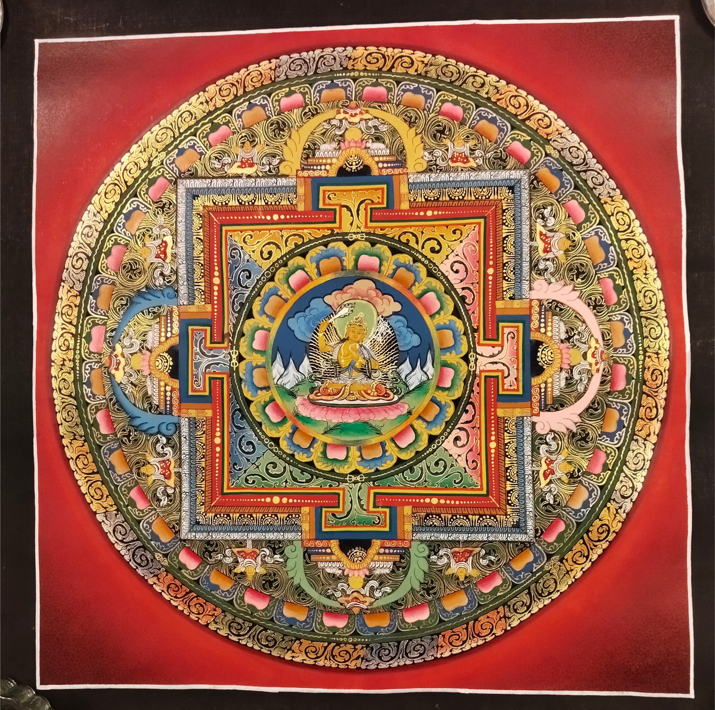 Kalachakra Mandala – Unique Hand-Painted Thangka 32x32cm. (TA7)
