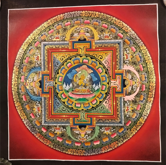 Kalachakra Mandala – Unique Hand-Painted Thangka 32x32cm. (TA7)