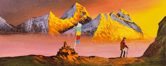 The Beauty of the Himalayas on Canvas – Hand-Painted Art from Nepal.  (CAN16)