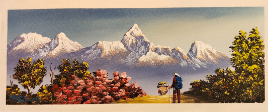 The Beauty of the Himalayas on Canvas – Hand-Painted Art from Nepal.  (CAN7)