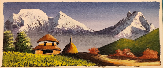 The Beauty of the Himalayas on Canvas – Hand-Painted Art from Nepal.  (CAN6)
