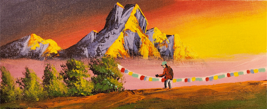 The Beauty of the Himalayas on Canvas – Hand-Painted Art from Nepal.  (CAN19)