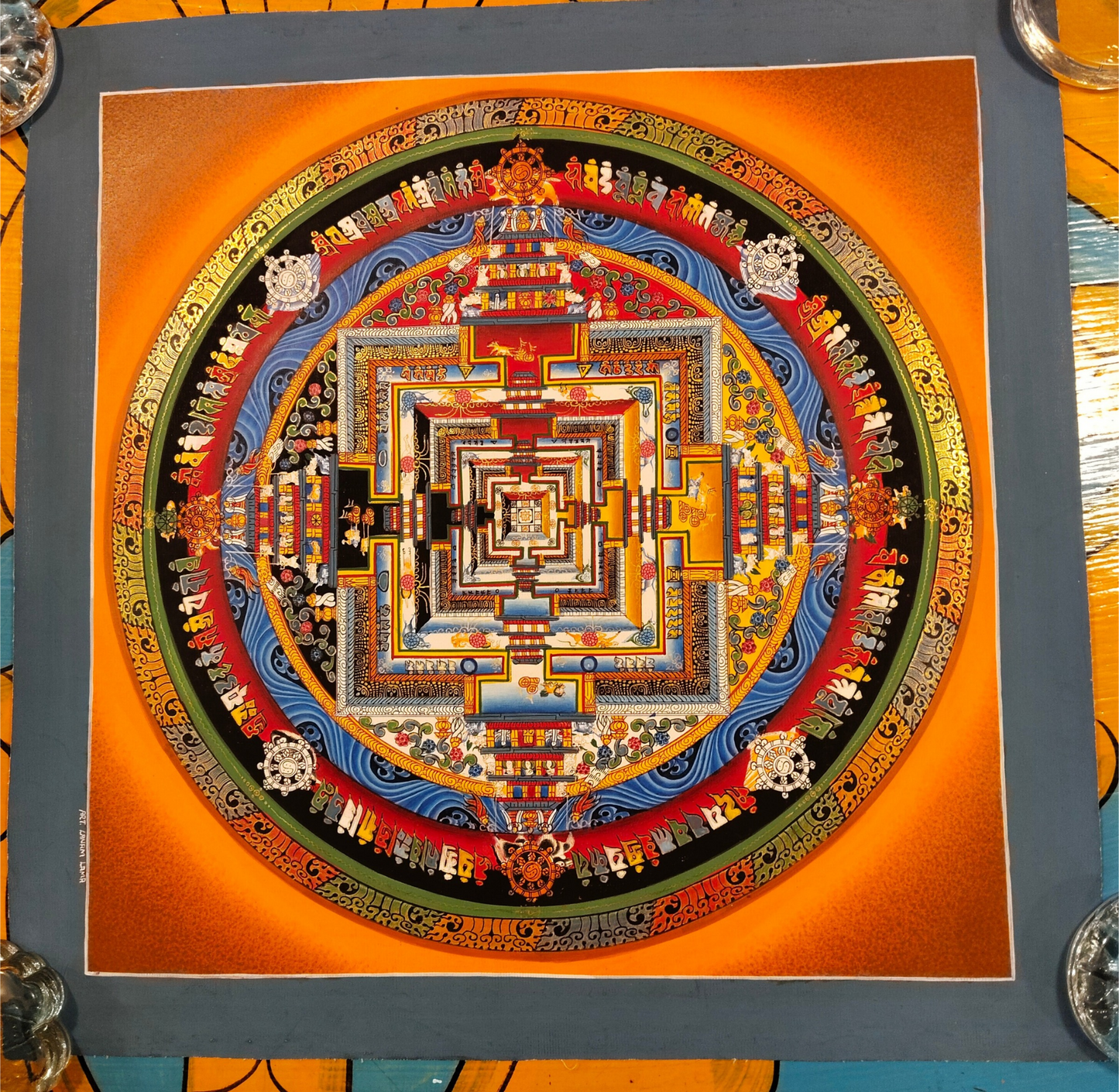 Kalachakra Mandala – Unique Hand-Painted Thangka 32x32cm.  (TA9)