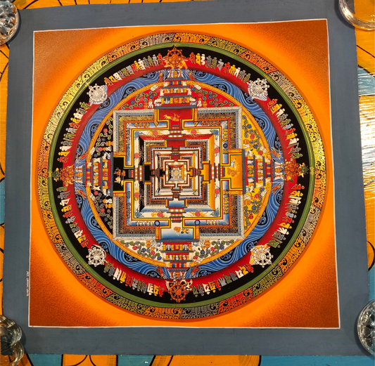 Kalachakra Mandala – Unique Hand-Painted Thangka 32x32cm.  (TA9)