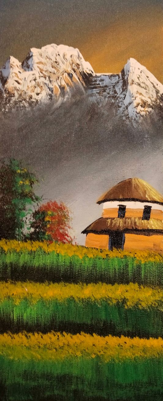 The Beauty of the Himalayas on Canvas – Hand-Painted Art from Nepal.  (CAN11)