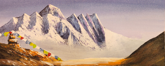 The Beauty of the Himalayas on Canvas – Hand-Painted Art from Nepal.  (CAN20)